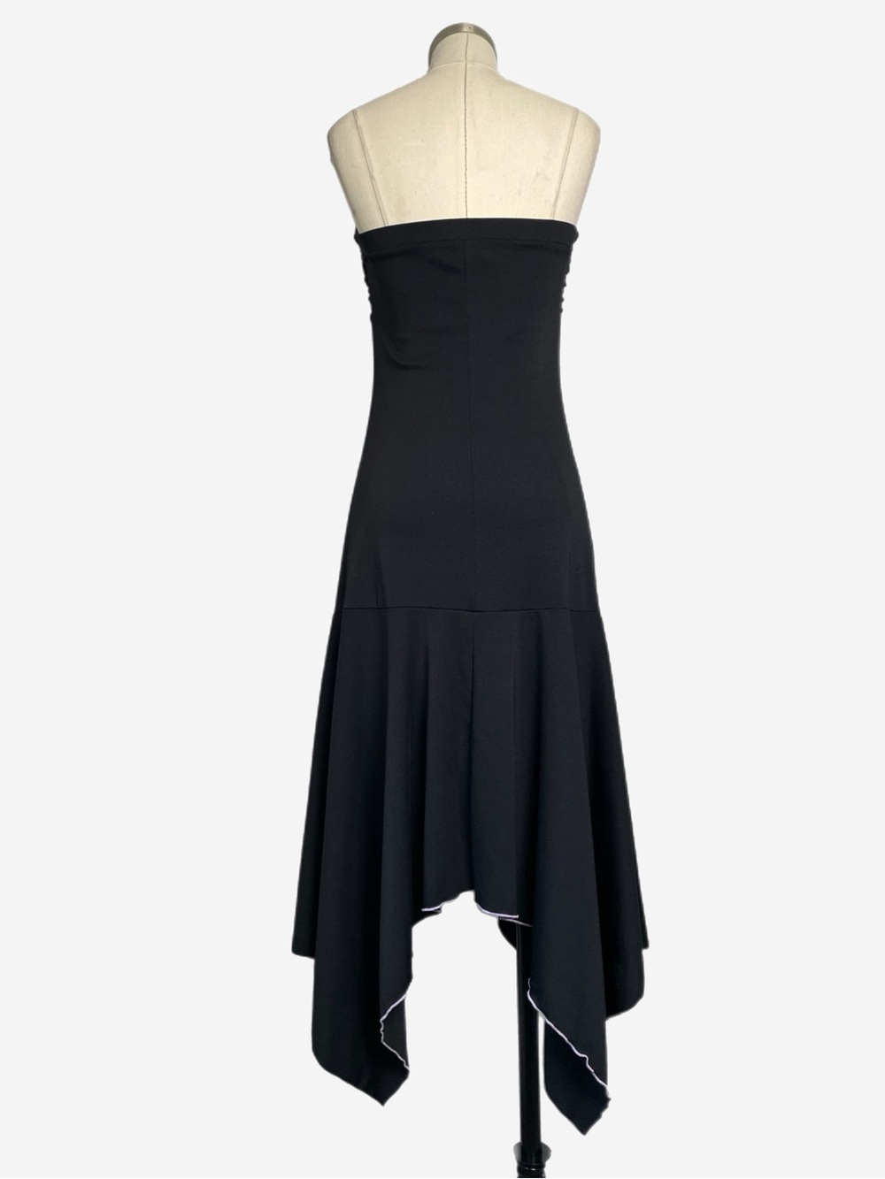 Vintage Y2K Byer Too! Black strapless purple ribbon asymmetric midi dress S/M - Picture 6 of 11